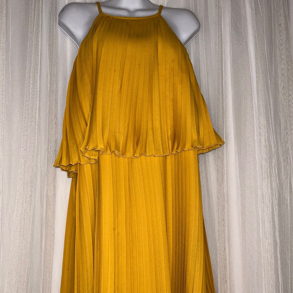 Gold Pleated two tiered dress